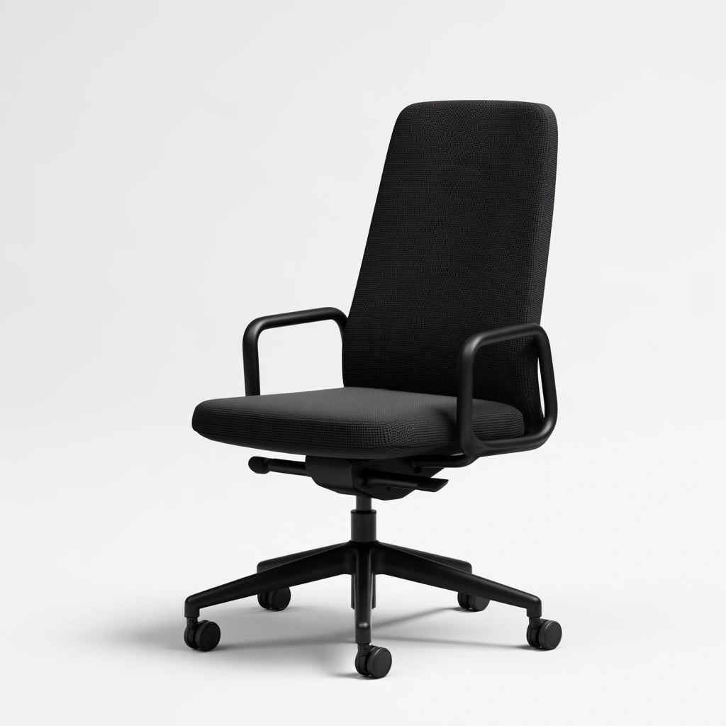 Ergonomiczny fotel biurowy, o nowoczesnej formie, obrotowe siedzisko, kolor: czarny
