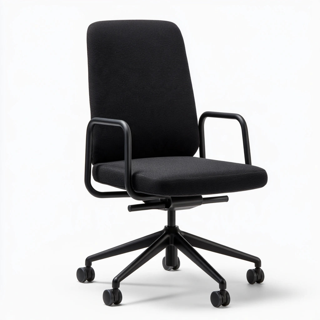 Ergonomiczny fotel biurowy, o nowoczesnej formie, obrotowe siedzisko, kolor: czarny